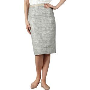 Boden Metallic Tweed Jacquard Modern Pencil Skirt In Cream Black Size 8 Mermaid